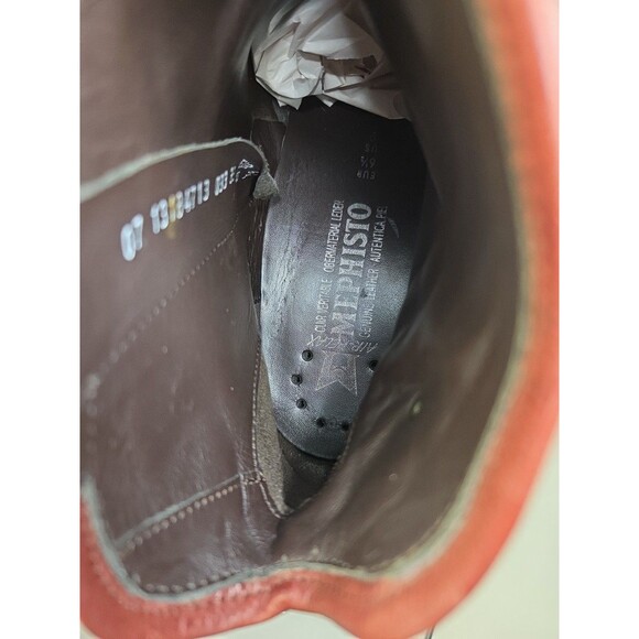 Mephisto Congac Brown Ankle Boots Sz 9 Leather Classic Side Zip Low Heel Buckle - Picture 7 of 12